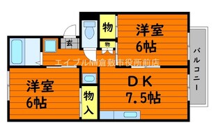 プレジール大橋Bの物件間取画像